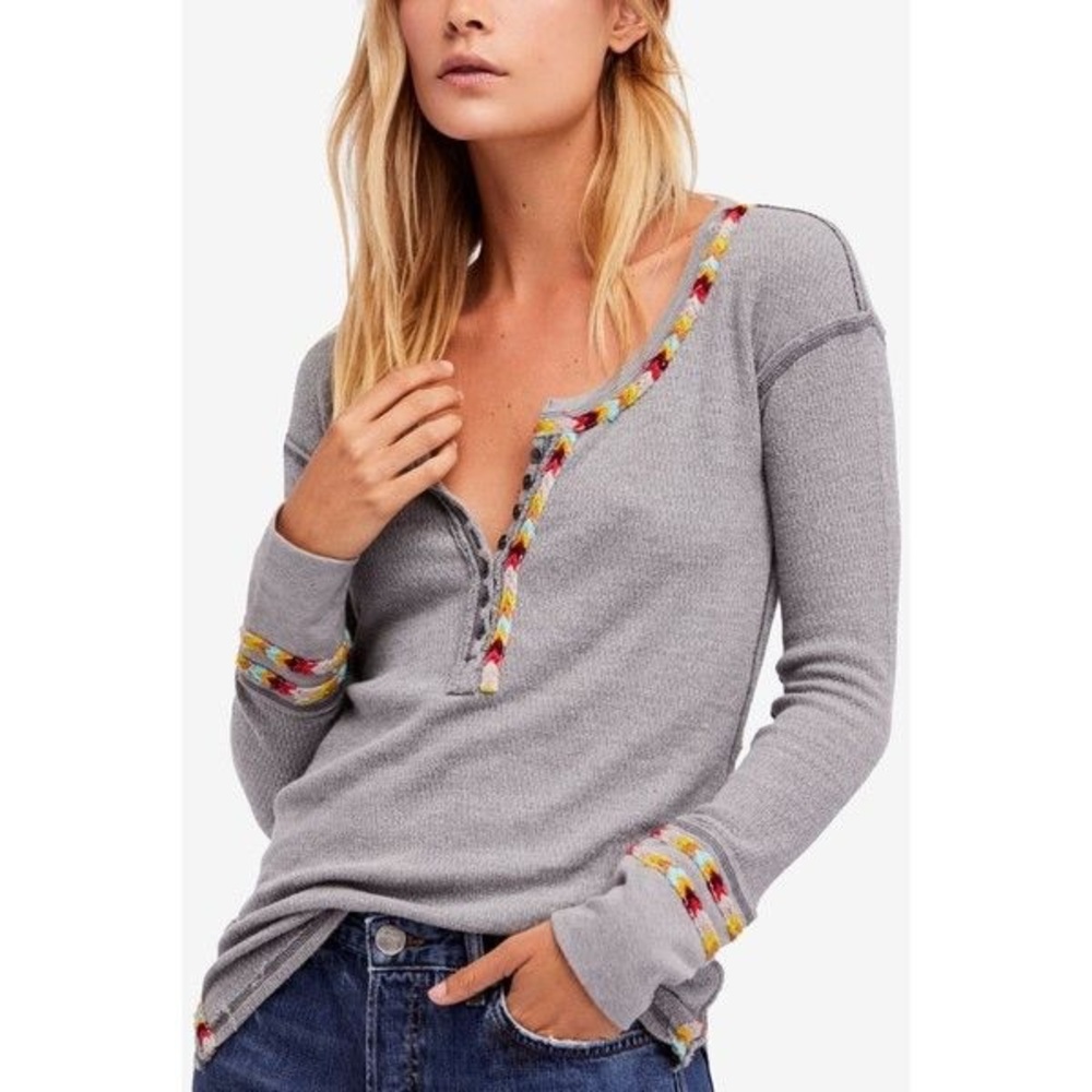 ♥️Free People Embroidered Henley M Make an offer